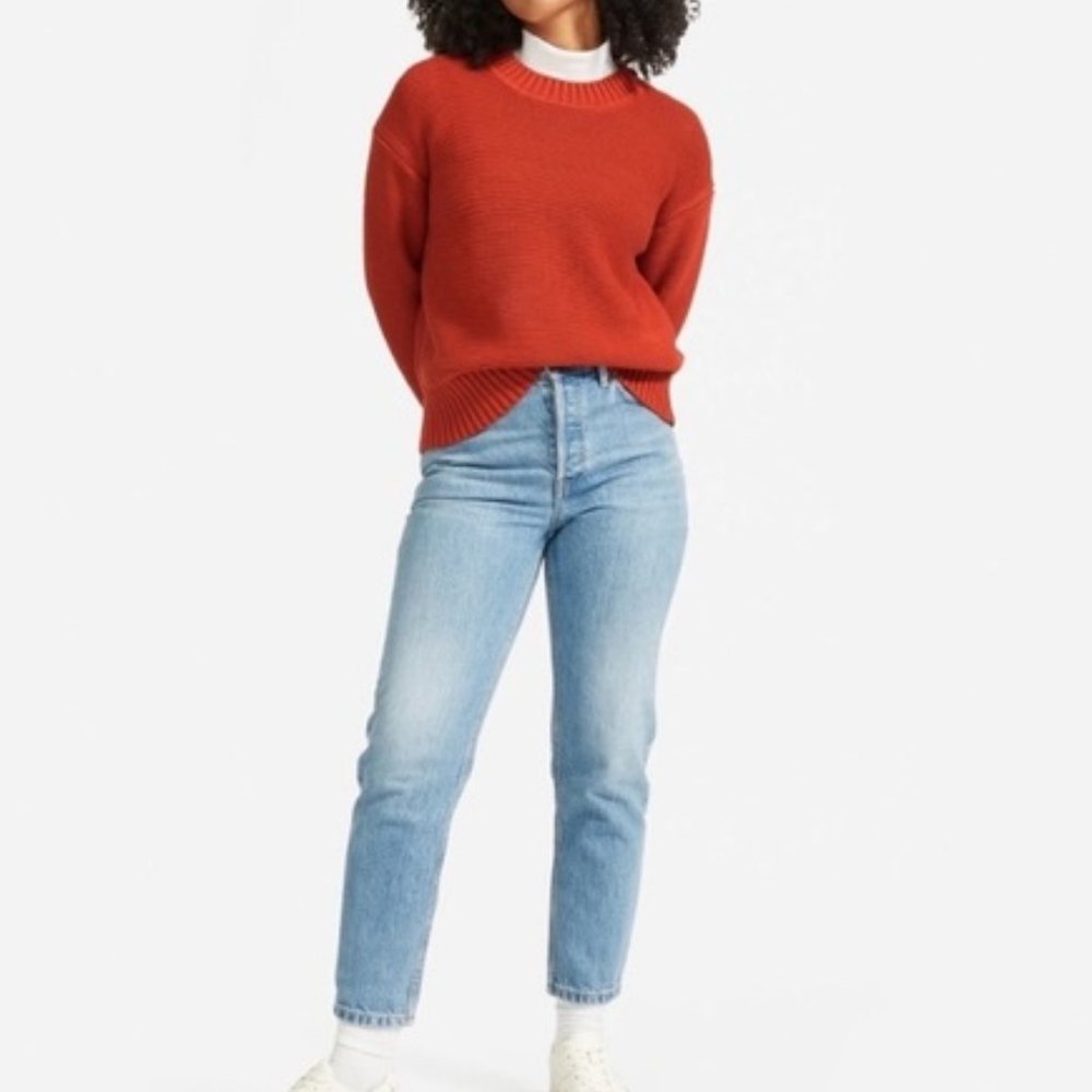 Everlane Ribbed Crew Neck Cotton Knit Sweater‎ in Burnt Orange Size XS